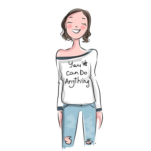 girl wearing shirt that says you can do anything