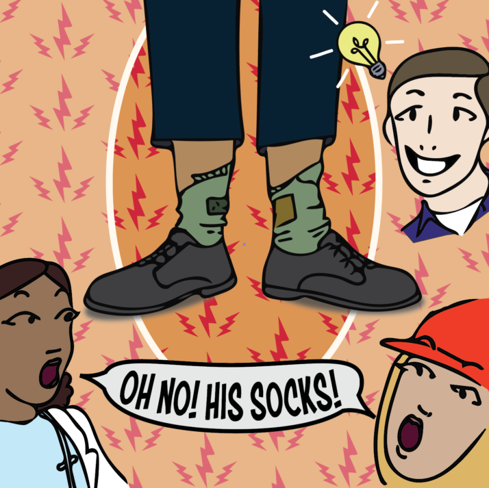 Ferry Godmother art first responder wearing bad socks