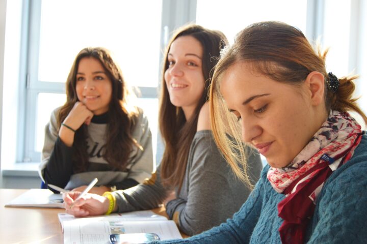 three girls in school