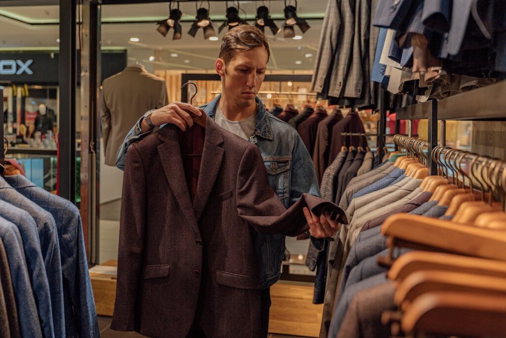 Man shopping for clothes.