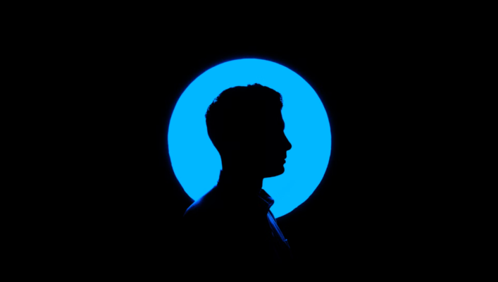 Silhouette of man's head.
