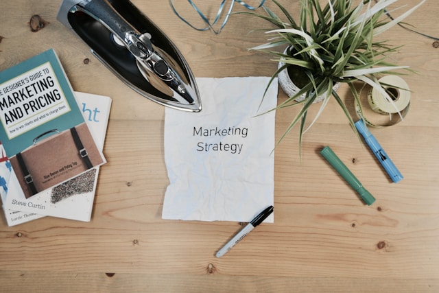 Image of paper stating "Marketing Strategy".