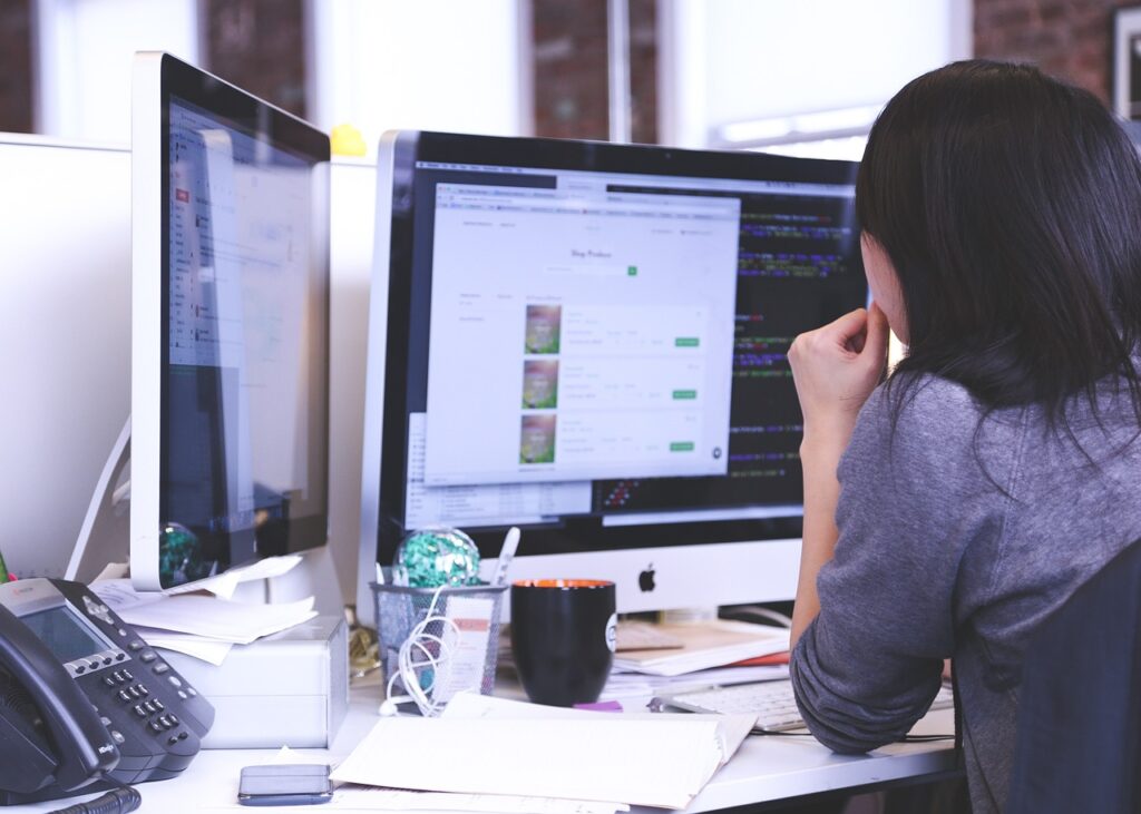 A person working with a computer